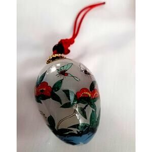 Willitts Designs VNTG Chinese Design Hand Painted On Inside Glass Egg Ornament